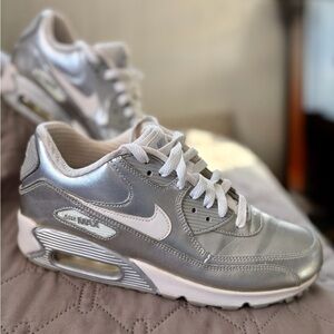 Nike Silver and White Athletic Shoes